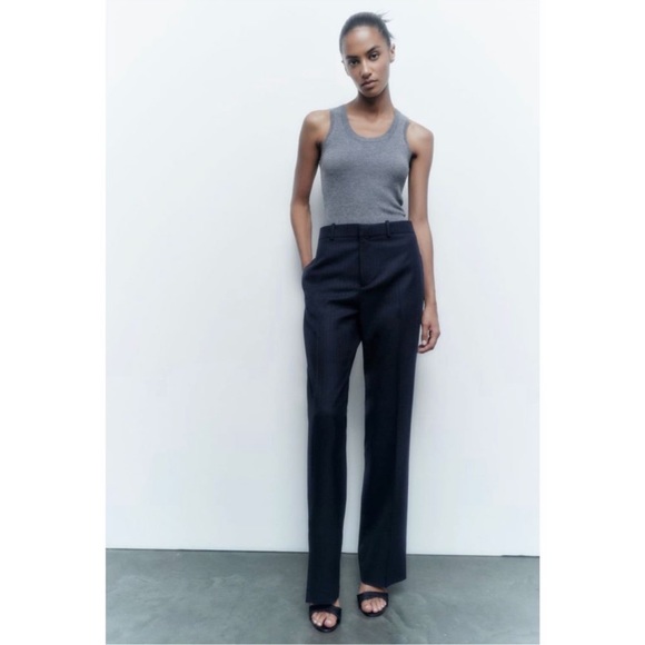 Zara Pinstripe Slim Fit Pants - Picture 3 of 9